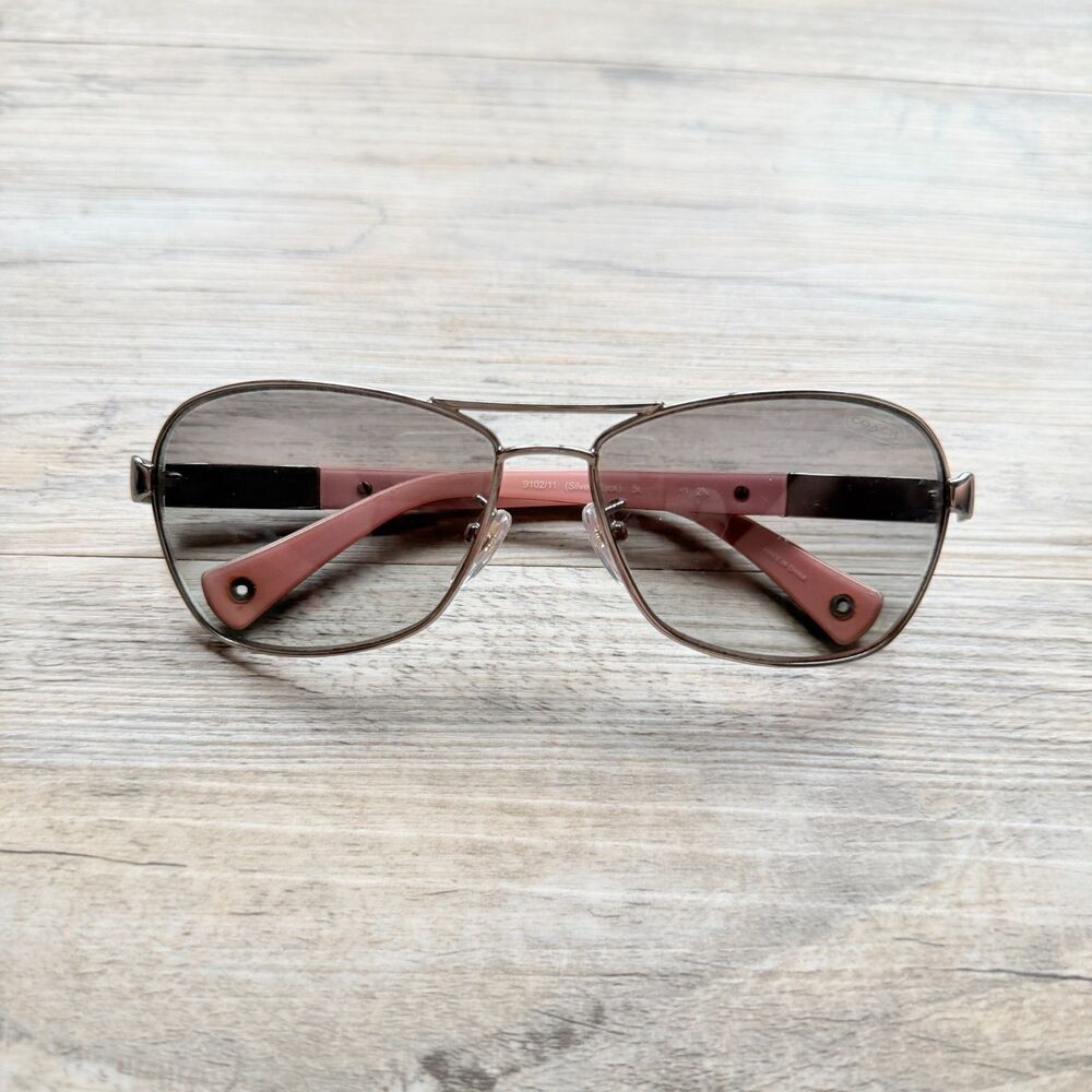 Coach Caroline 56mm Gradient Aviator Sunglasses Rose Gold Pink Designer Shades